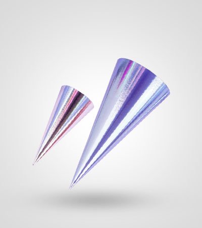 non printed custom hologhrapic cone sleeve